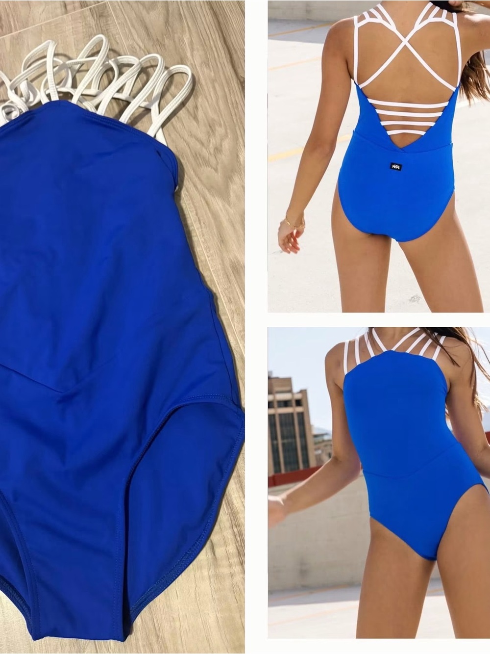 Strappy Back Royal Blue Women's One-Piece Swimfootie